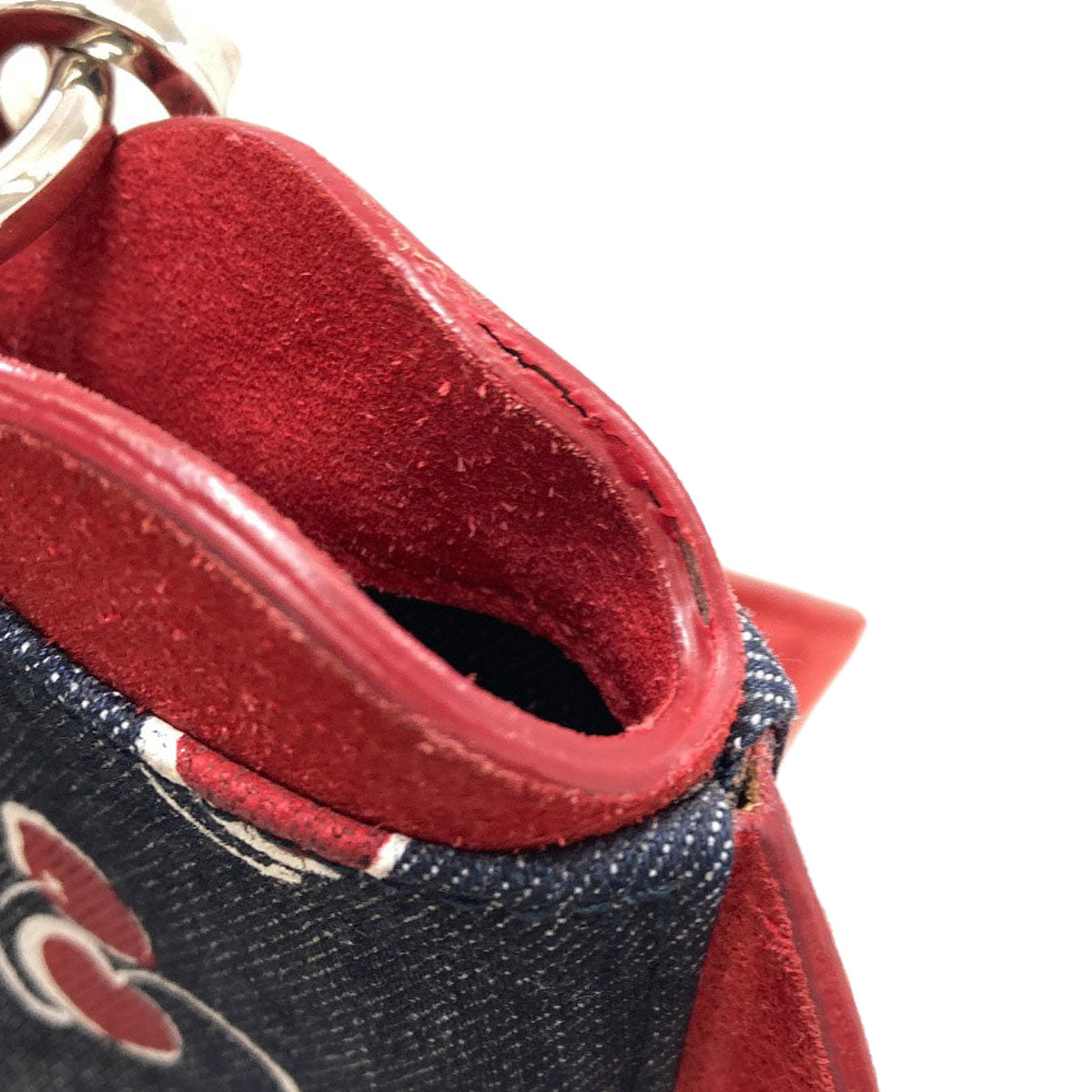 MIUMIU Cherry print 2-way Shoulder Bag Denim Ladies [Used]