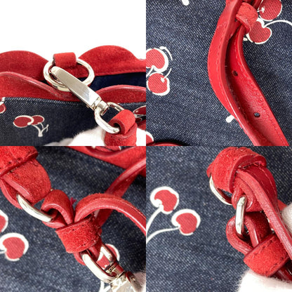 MIUMIU Cherry print 2-way Shoulder Bag Denim Ladies [Used]