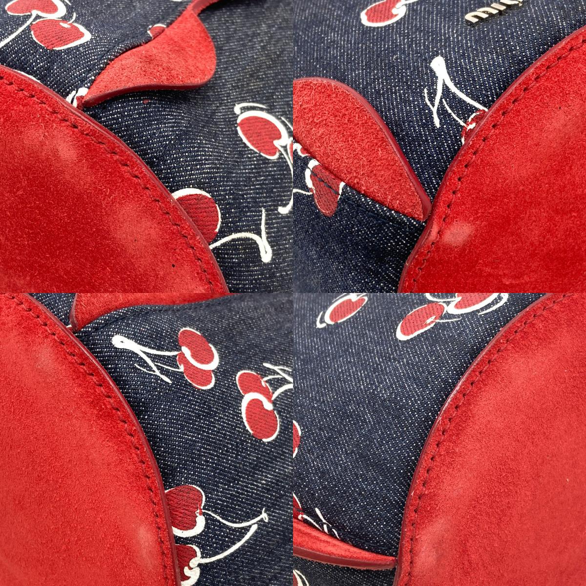 MIUMIU Cherry print 2-way Shoulder Bag Denim Ladies [Used]