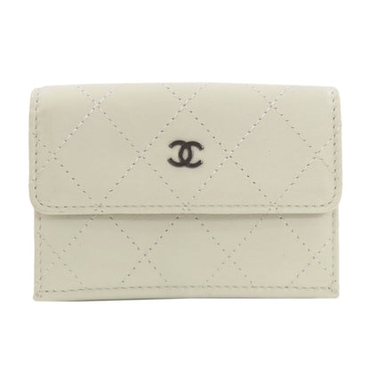 CHANEL COCO Mark SilverHardware Bifold Wallet with Coin Pocket Calf Ladies [Used]