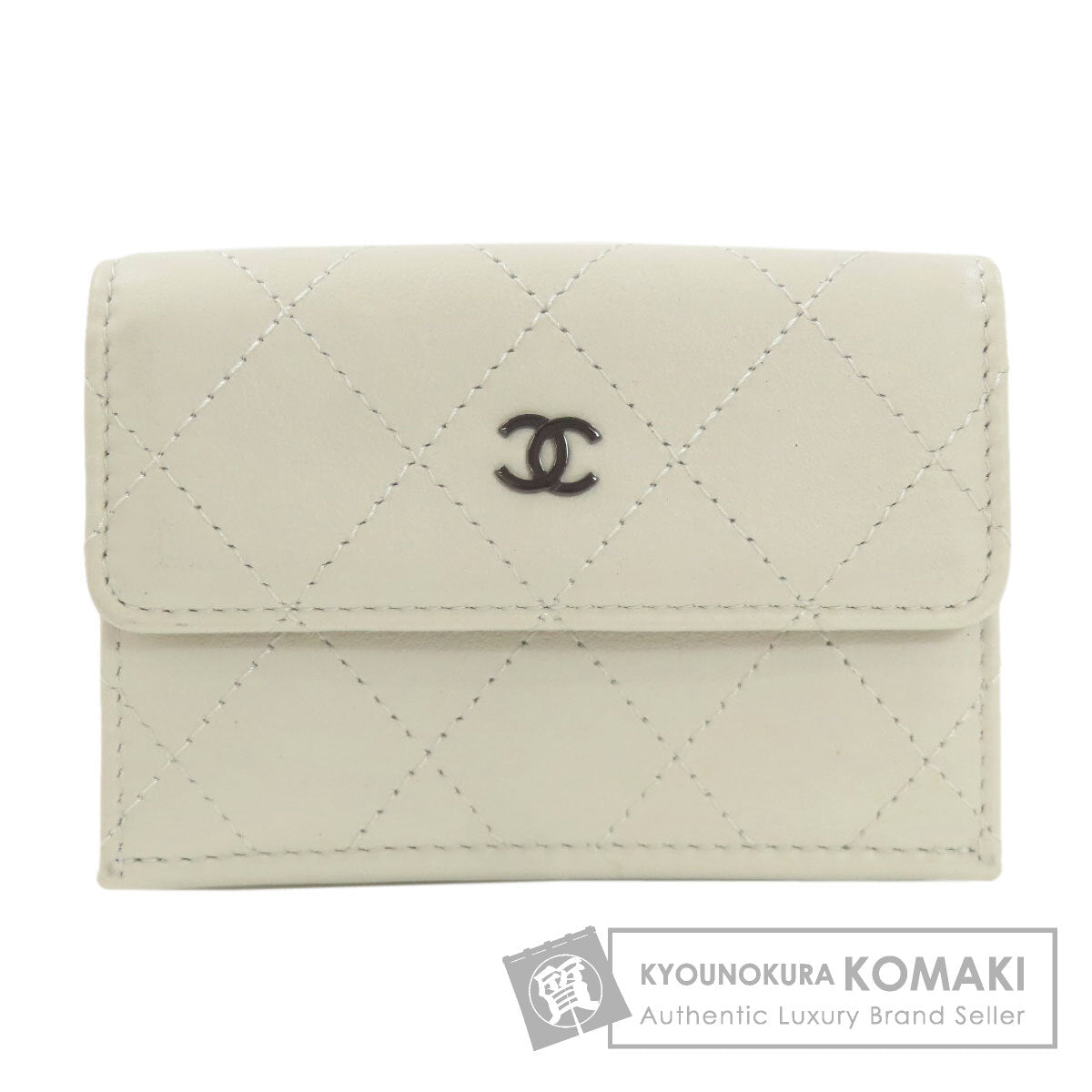CHANEL COCO Mark SilverHardware Bifold Wallet with Coin Pocket Calf Ladies [Used]