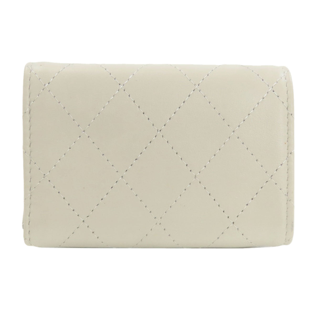 CHANEL COCO Mark SilverHardware Bifold Wallet with Coin Pocket Calf Ladies [Used]