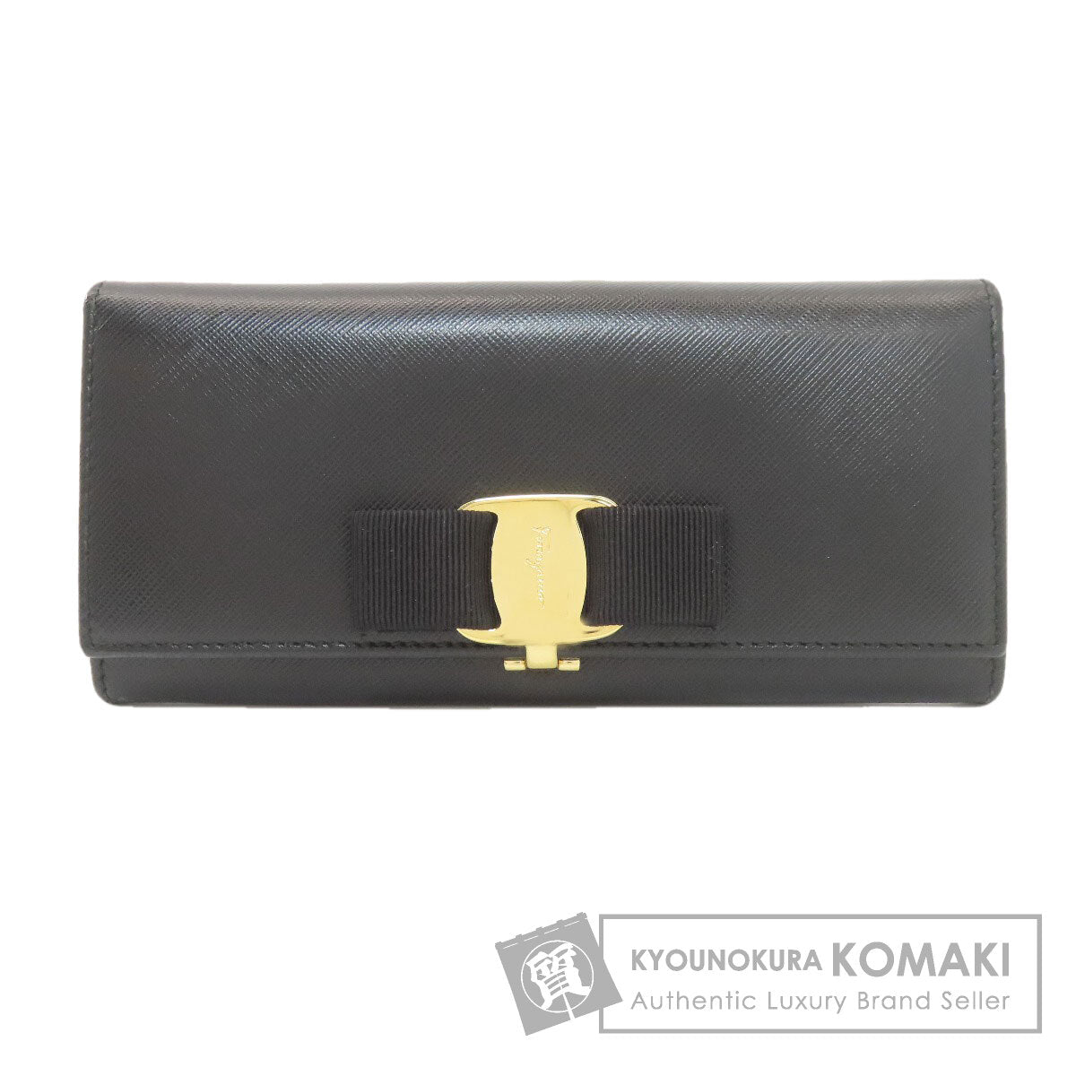 Salvatore Ferragamo Vara ribbon Long wallet (with coin pocket) Leather Ladies [Used]