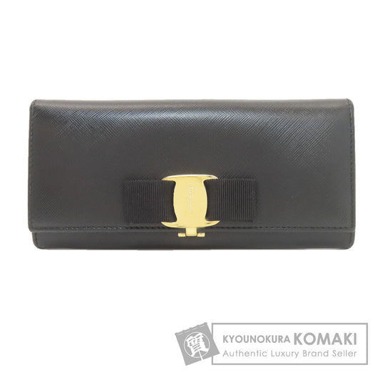 Salvatore Ferragamo Vara ribbon Long wallet (with coin pocket) Leather Ladies [Used]