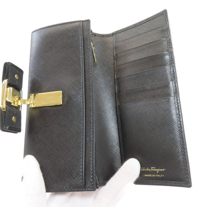 Salvatore Ferragamo Vara ribbon Long wallet (with coin pocket) Leather Ladies [Used]