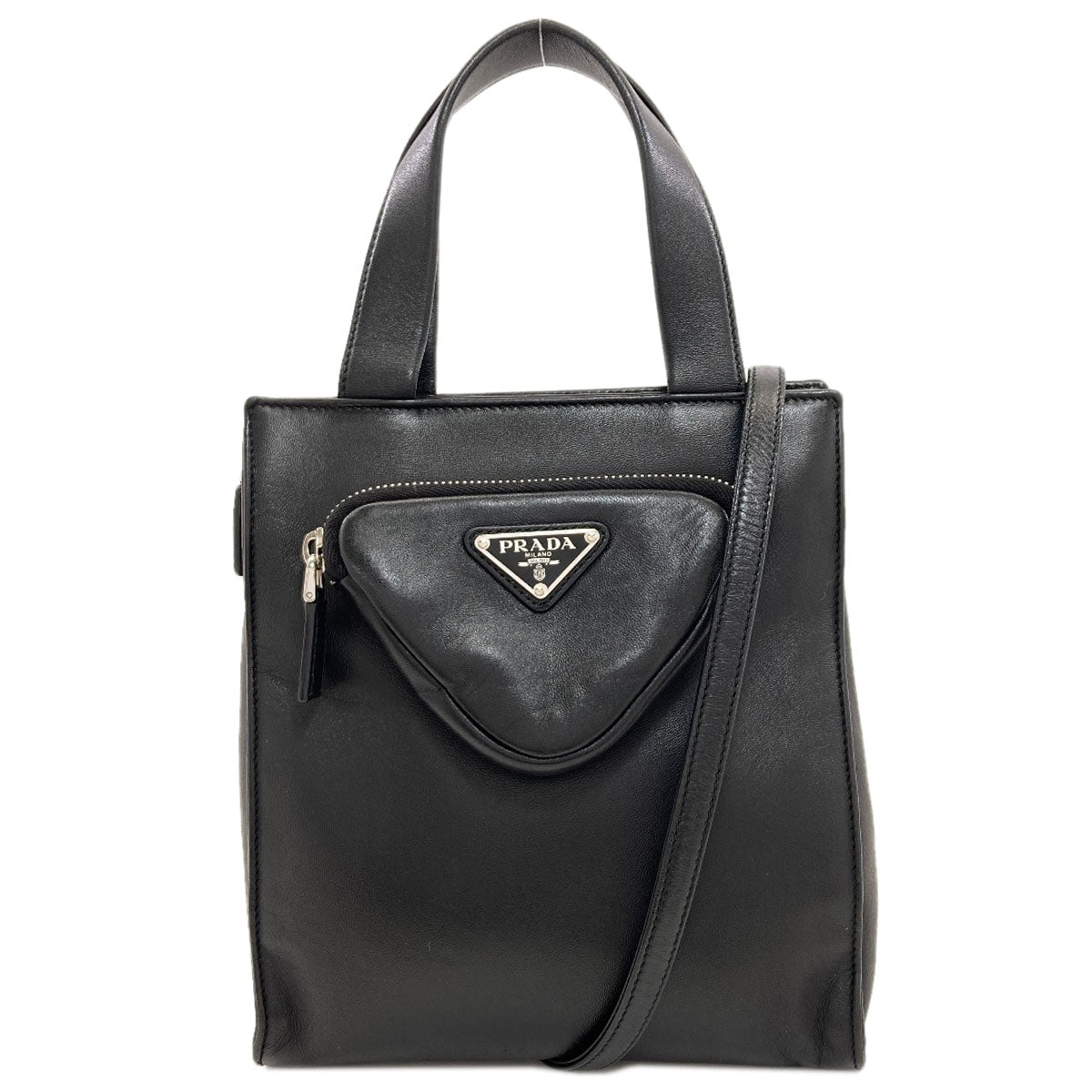 PRADA Logo Hardware Handbag Lambskin Ladies [Used]