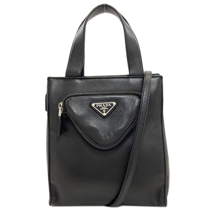 PRADA Logo Hardware Handbag Lambskin Ladies [Used]