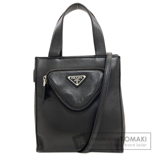 PRADA Logo Hardware Handbag Lambskin Ladies [Used]