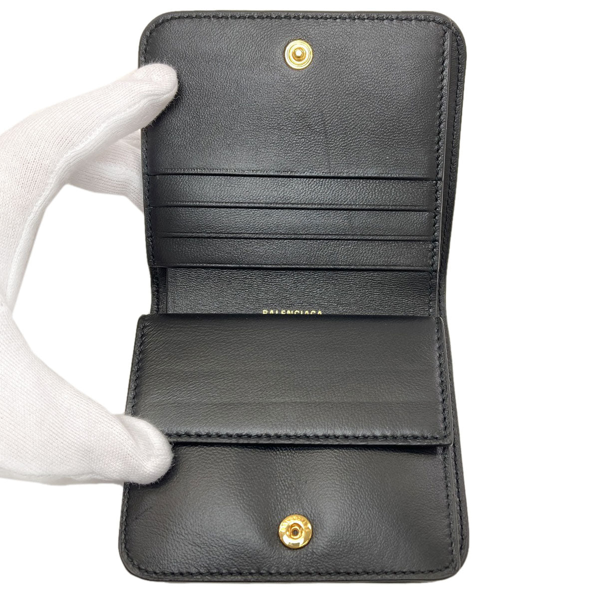 BALENCIAGA 810901 logo Bifold Wallet with Coin Pocket Leather Ladies [Used]