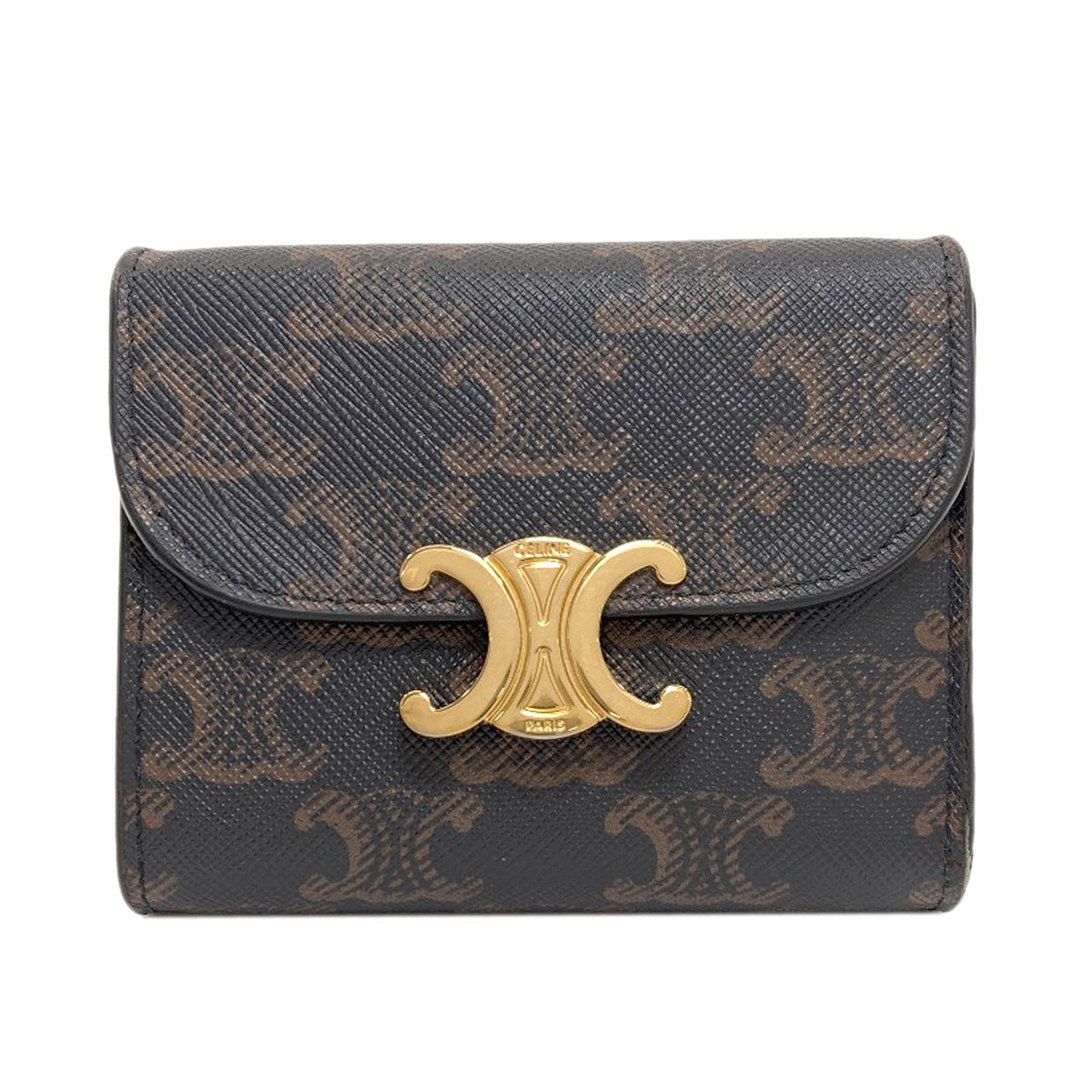 CELINE Triomphe Flap Tri-fold Bifold Wallet with Coin Pocket PVC Ladies [Used]