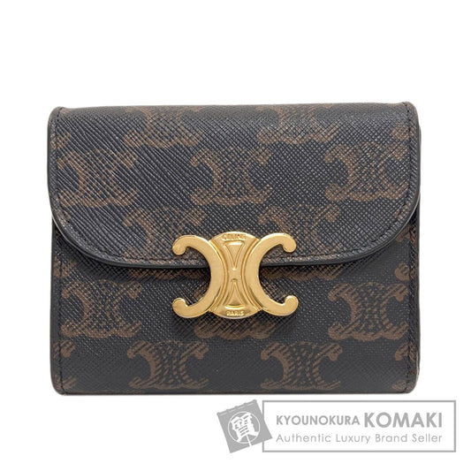 CELINE Triomphe Flap Tri-fold Bifold Wallet with Coin Pocket PVC Ladies [Used]