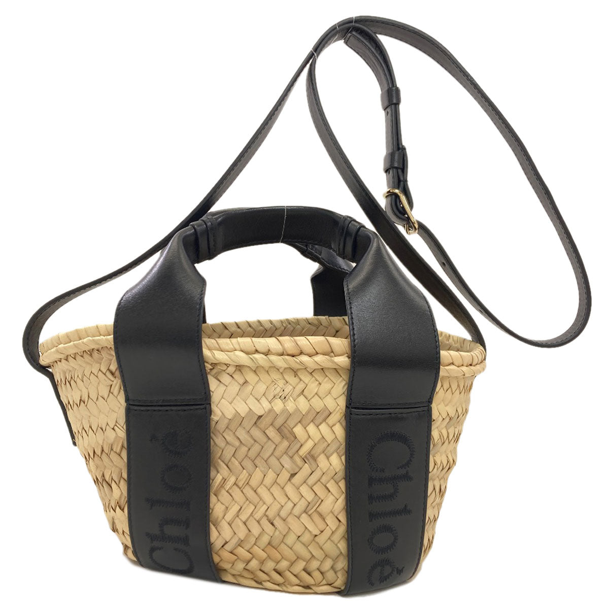 CHLOE Sense Small Basket 2WAY Handbag Raffia Ladies [Used]