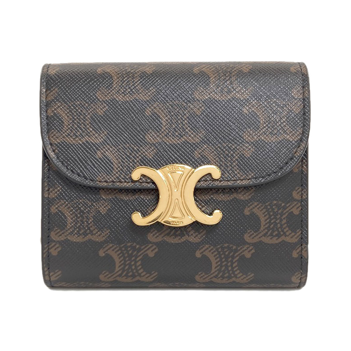 CELINE Triomphe Flap Tri-fold Bifold Wallet with Coin Pocket PVC Ladies [Used]