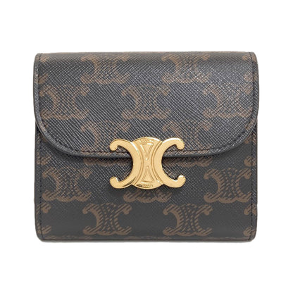 CELINE Triomphe Flap Tri-fold Bifold Wallet with Coin Pocket PVC Ladies [Used]