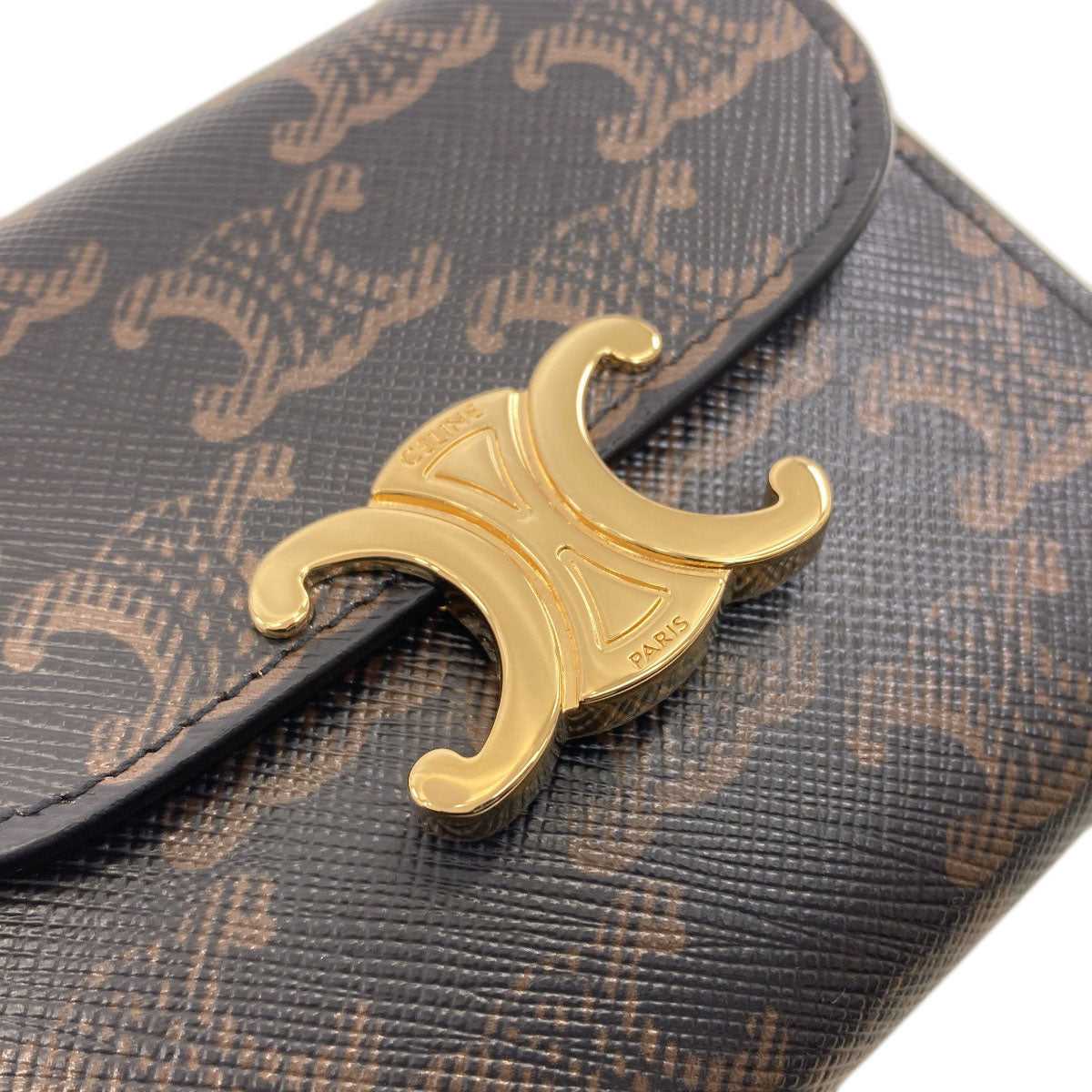 CELINE Triomphe Flap Tri-fold Bifold Wallet with Coin Pocket PVC Ladies [Used]