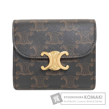 CELINE Triomphe Flap Tri-fold Bifold Wallet with Coin Pocket PVC Ladies [Used]