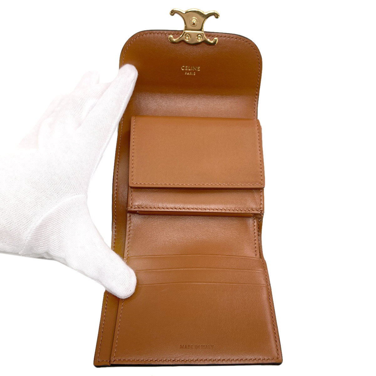 CELINE Triomphe Flap Tri-fold Bifold Wallet with Coin Pocket PVC Ladies [Used]