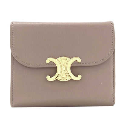 CELINE Triomphe Flap Tri-fold Bifold Wallet with Coin Pocket Calf Ladies [Used]