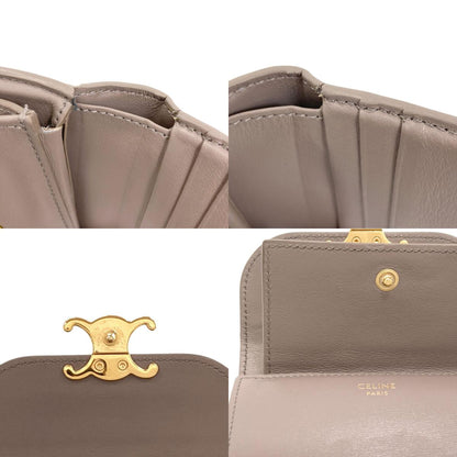 CELINE Triomphe Flap Tri-fold Bifold Wallet with Coin Pocket Calf Ladies [Used]
