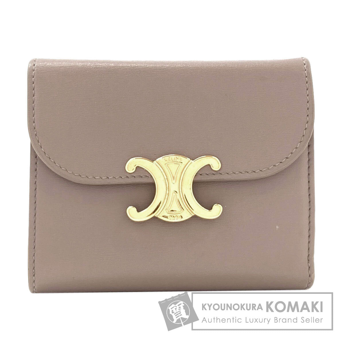 CELINE Triomphe Flap Tri-fold Bifold Wallet with Coin Pocket Calf Ladies [Used]