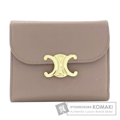 CELINE Triomphe Flap Tri-fold Bifold Wallet with Coin Pocket Calf Ladies [Used]