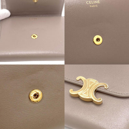 CELINE Triomphe Flap Tri-fold Bifold Wallet with Coin Pocket Calf Ladies [Used]