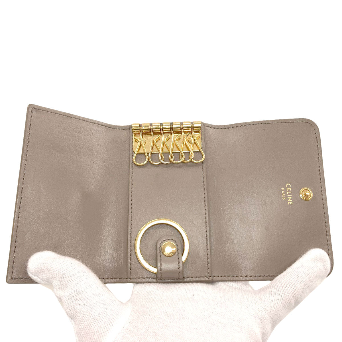 CELINE Triomphe key holder Calf Ladies [Used]