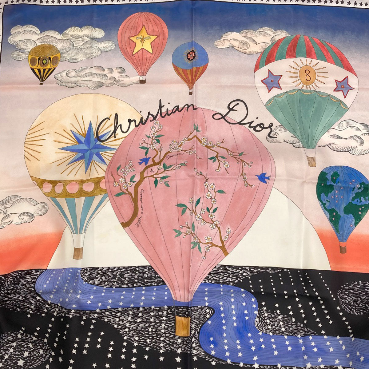 CHRISTIAN DIOR balloon Scarf Silk Ladies [Used]