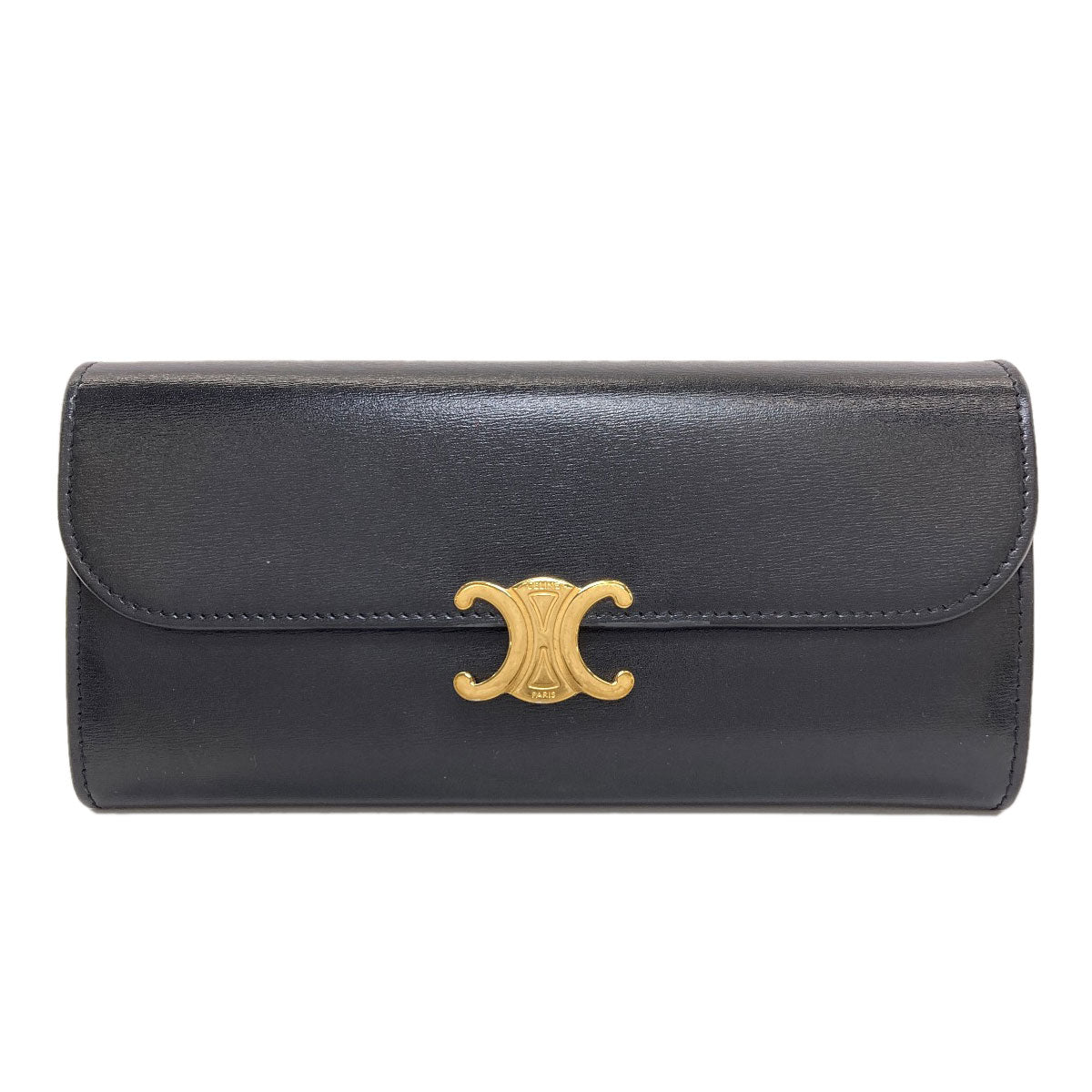 CELINE Triomphe Long wallet (with coin pocket) Calf Ladies [Used]