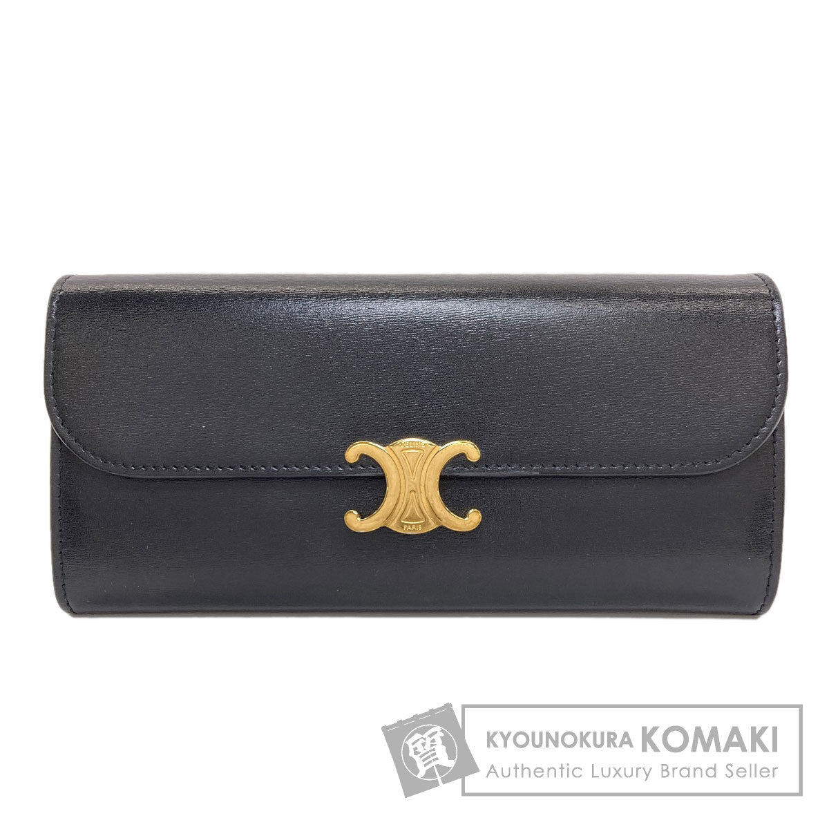 CELINE Triomphe Long wallet (with coin pocket) Calf Ladies [Used]