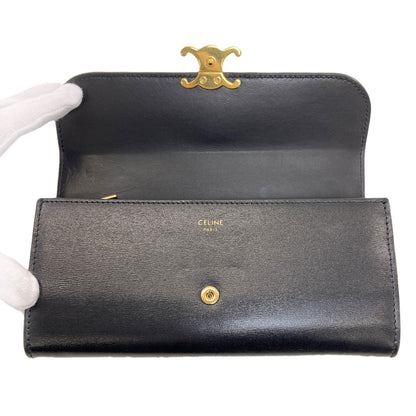 CELINE Triomphe Long wallet (with coin pocket) Calf Ladies [Used]