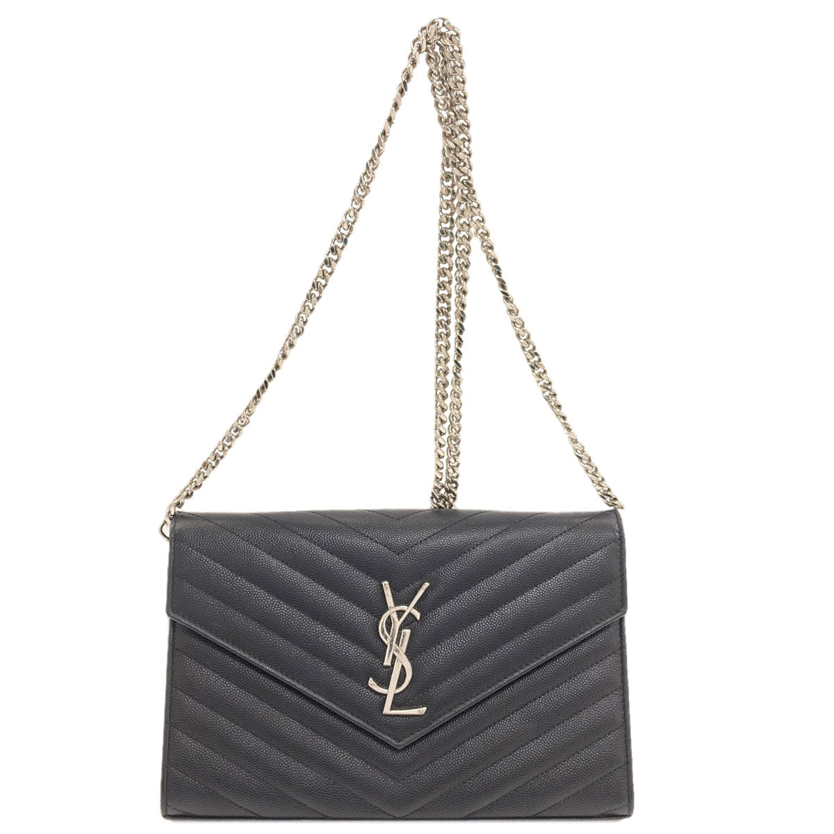 YVES SAINT LAURENT ChainShoulder V stitch Shoulder Bag Calf Ladies [Used]