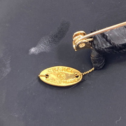 CHANEL Corsage Camelia Brooch Leather Ladies [Used]