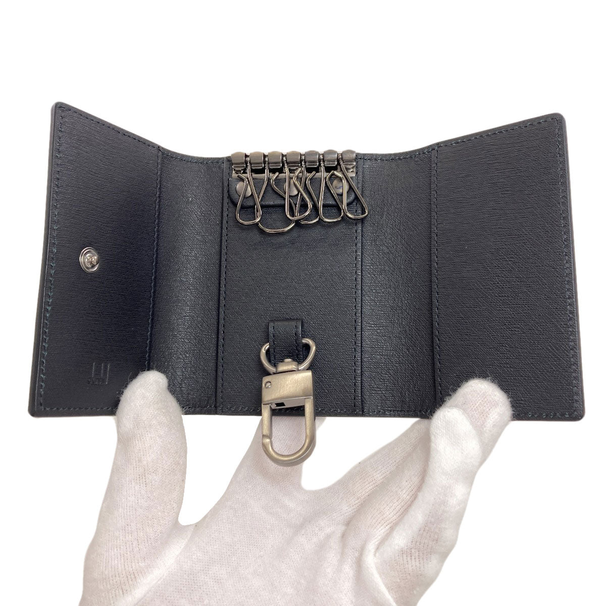 Dunhill Sidecar Gunmetal key holder Leather mens [Used]