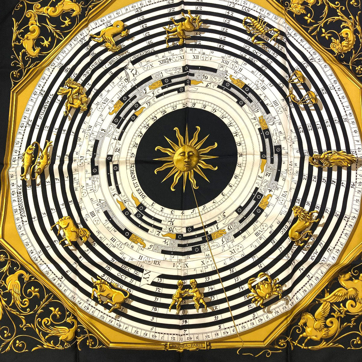 HERMES Carre90 Astrology Scarf Silk Ladies [Used]