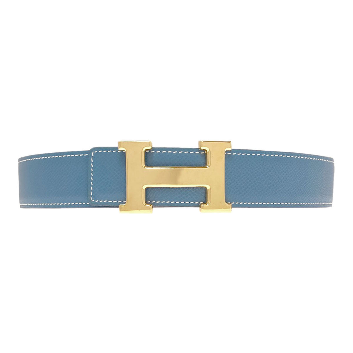 HERMES H-belt, Blue Jean, GoldHardware belt Epsom mens [Used]