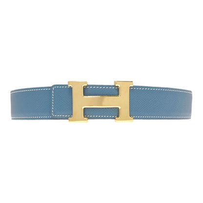 HERMES H-belt, Blue Jean, GoldHardware belt Epsom mens [Used]