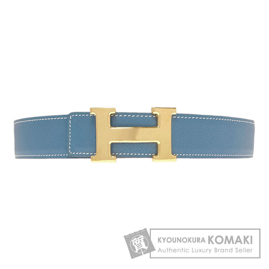HERMES H-belt, Blue Jean, GoldHardware belt Epsom mens [Used]