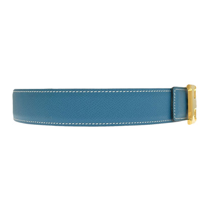 HERMES H-belt, Blue Jean, GoldHardware belt Epsom mens [Used]