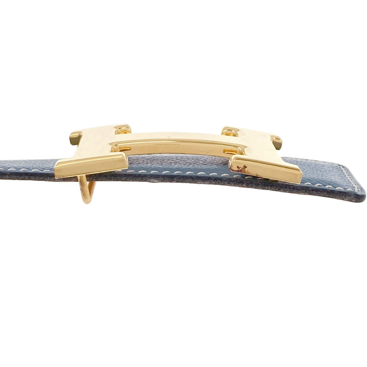 HERMES H-belt, Blue Jean, GoldHardware belt Epsom mens [Used]