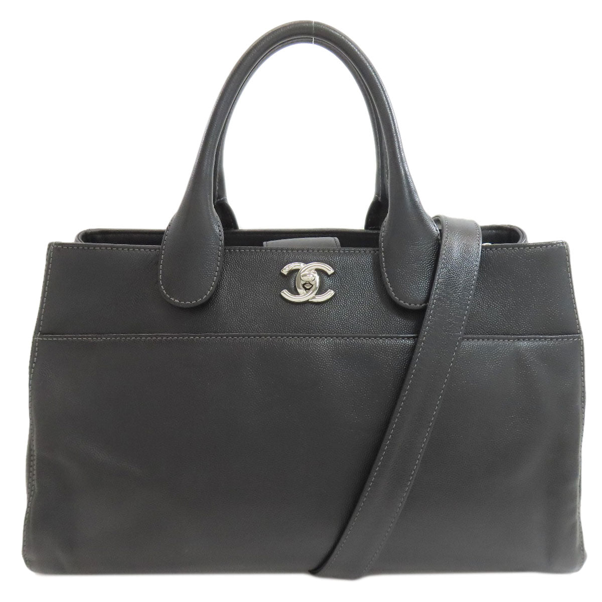 CHANEL Executive Tote SilverHardware 2WAY Tote Bag Grained Calfskin Skin Ladies [Used]