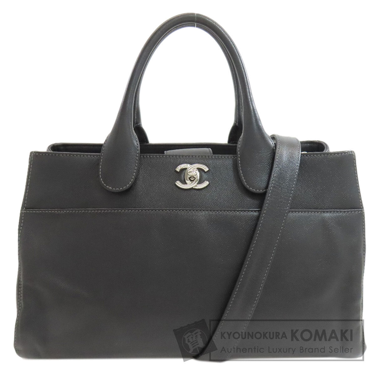 CHANEL Executive Tote SilverHardware 2WAY Tote Bag Grained Calfskin Skin Ladies [Used]