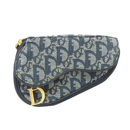 CHRISTIAN DIOR Saddle trotter pattern Cosmetics Pouch Canvas Ladies [Used]