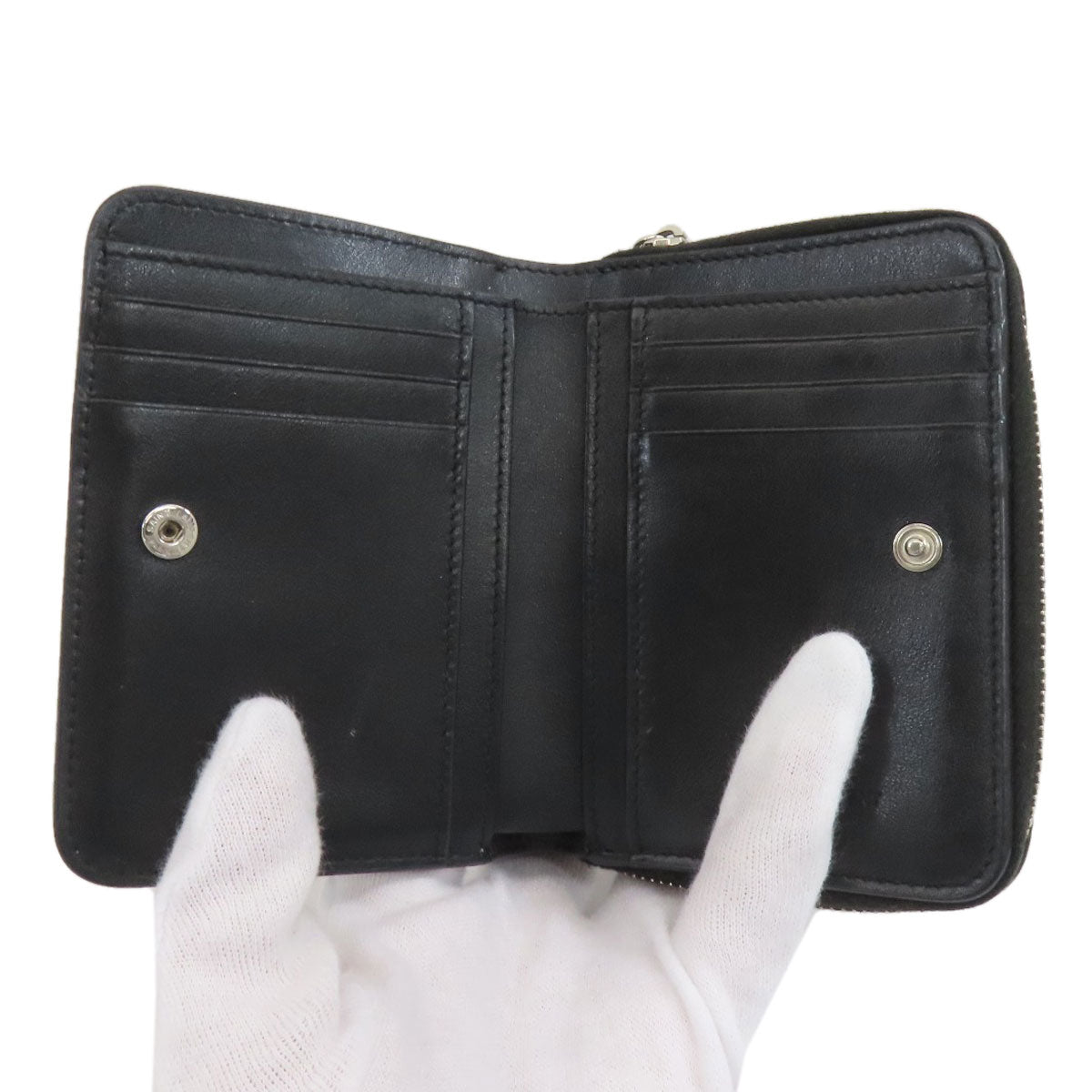 SAINT LAURENT Star motif Bifold Wallet with Coin Pocket Leather Ladies [Used]