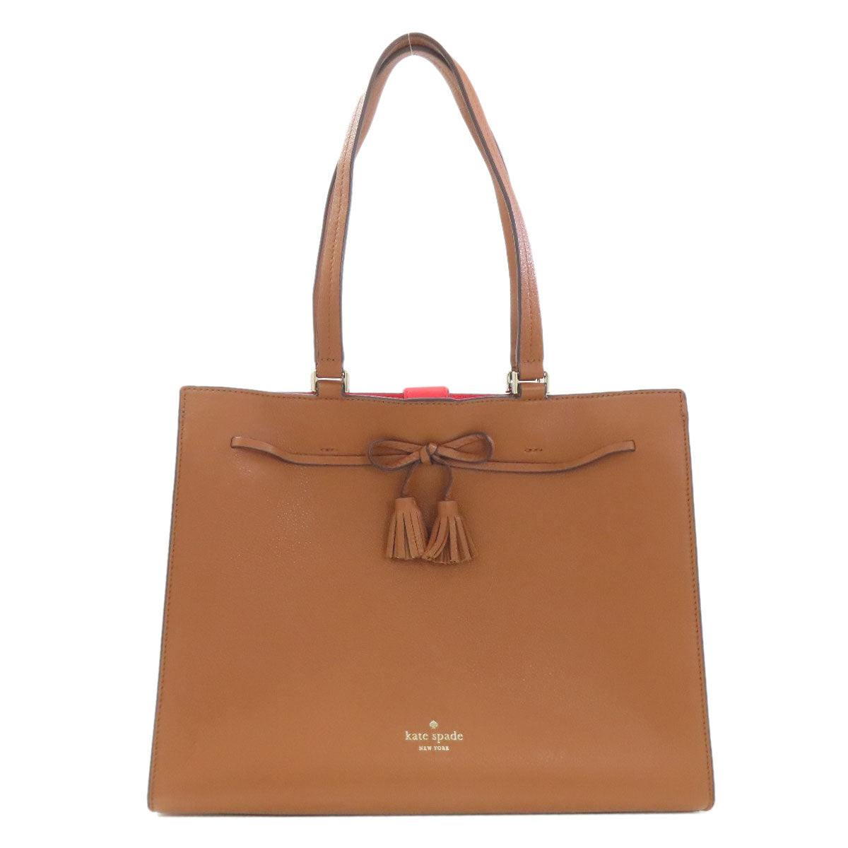 kate spade ribbon Tote Bag Leather Ladies [Used]
