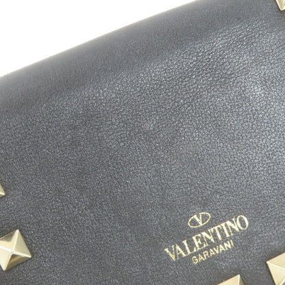 VALENTINO Rock studs Bifold Wallet with Coin Pocket Leather Ladies [Used]