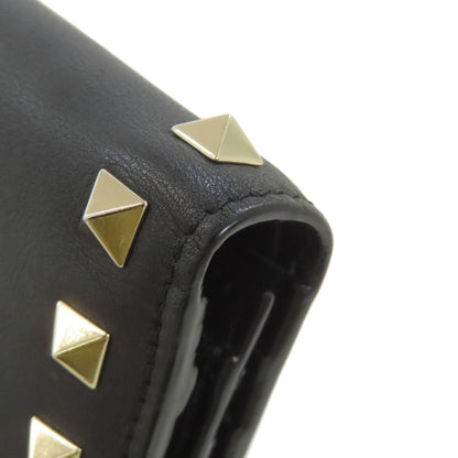 VALENTINO Rock studs Bifold Wallet with Coin Pocket Leather Ladies [Used]