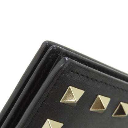 VALENTINO Rock studs Bifold Wallet with Coin Pocket Leather Ladies [Used]