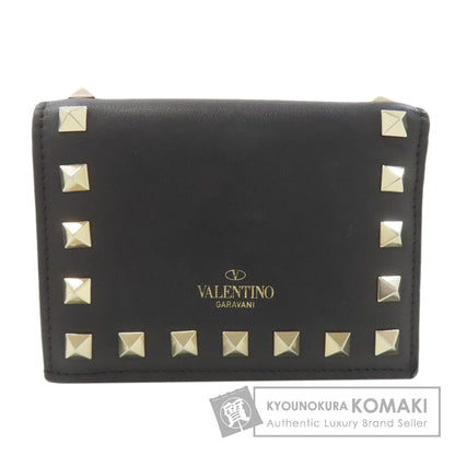 VALENTINO Rock studs Bifold Wallet with Coin Pocket Leather Ladies [Used]