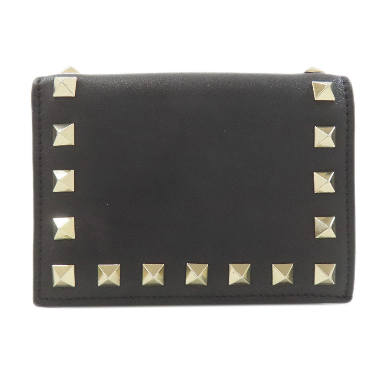 VALENTINO Rock studs Bifold Wallet with Coin Pocket Leather Ladies [Used]